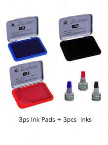 1pc/3pcs Stamp Ink, Water-Based Stamp Ink, 30ml Bottle Office Stamp Ink, Quick Drying Clear Imprint Stamp Refill Ink, Financial Office Seal Ink (Red, Blue, Black), Suitable For Office Supplies, Back To School Season