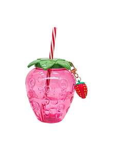 1 pieza Vaso con forma de fresa linda con pajita y tapa, vaso de diseño de fresa de plástico, taza decorativa de fresa creativa, taza portátil adorable para té con leche/fruta para el hogar, fiestas, uso al aire libre, regalo perfecto para cumpleaños, Día de San Valentín, Día de la Madre - Multicolor - Ver 12