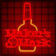 Insegna al neon Makers Mark Whiskey, luci al neon per decorazione murale, bar, stanza degli uomini, insegna a LED dimmerabile