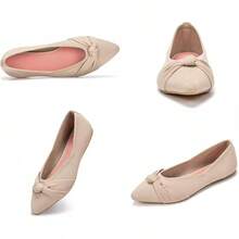 Womens Flat Shoes Classic Pointed Toe Flats Knitted Dress Shoes Soft Comfortable Dressy Flats Women - 裸體 - 查看 4