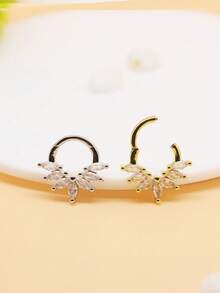 1pc Diamond Zirconia Septum Nose Ring, Cartilage Earring - Yellow Gold - View 9