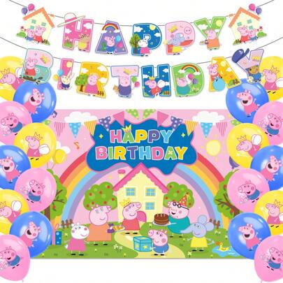 Hasbro 20 PIÈCES Ensemble de ballons  série rose et bleu officiellement licencié par Hasbro. Ballons, porte-drapeaux de personnages de dessins animés, fournitures de fête d'anniversaire, décorations de bouquet, décor de thème mignon pour intérieur