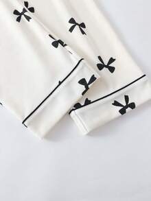 两件套女士睡衣套装，V领长袖上衣和长裤，柔软舒适，适合春秋季和秋冬季穿着。 - 米色 - 查看 10