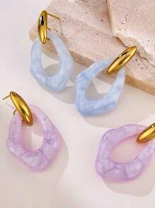 1 par de pendientes de acero inoxidable, pendientes de resina multicolor para el verano, joyería adecuada para que las mujeres usen al salir y en cualquier ocasión