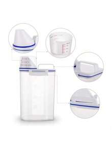 Airtight Jar With Measuring Cup Food Organizer Grocery Rice 2L - 無色 - 查看 7