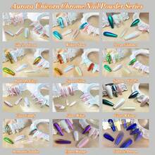 Unicorn Chrome Nail Powder, Aurora Unichrome Mermaid Aurora Pigment Pearlescent Nail Art Glitter Dust Decoration For Home DIY Salon Manicure - Cyber Mirage,7118441 - Màu tím - Xem 9