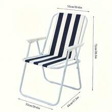 Large Portable Folding Beach Chairs With Lightweight Steel Frame, Blue And White Striped, Foldable And Lightweight For Beach, Pool, Camping, Outdoor Relaxation, Poolside Furniture, Classic Striped Design, Solid Construction - Navy Blue - View 1
