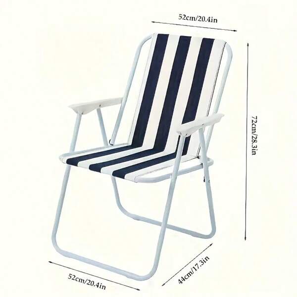Cadeiras de praia dobráveis portáteis grandes com estrutura de aço leve, listradas em azul e branco, dobráveis e leves para praia, piscina, camping, relaxamento ao ar livre, móveis para piscina, design listrado clássico, construção sólida