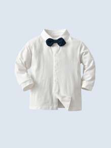 BOARNSEORL Conjunto de traje de caballero para niños pequeños de 3 piezas: camisa de manga larga blanca con moño, chaleco y pantalones a cuadros, elegante y adecuado para fiestas de cumpleaños, fiestas de noche, bodas, bautizos, primeras celebraciones de cumpleaños