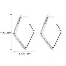 A Pair Of European And American Fashion Dazzling -Shaped Ring Earrings. - Silver - View 3