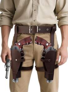 Funda de pistola de estilo vaquero occidental, funda de cuero PU ajustable, funda de doble pistola medieval con cordones góticos a la izquierda y derecha, adecuada para obras de teatro del Renacimiento, disfraces de festivales, funda para espada medieval, accesorios de otoño-invierno, adecuada para adolescentes, jóvenes, hombres, casual, al aire libre, atlético, vacaciones, regalos de graduación, cumpleaños, uso diario, Halloween, casual, negocios, calle, bohemio, occidental, al aire libre, regalo para hombres, esposo, novio, padre, papá, Navidad