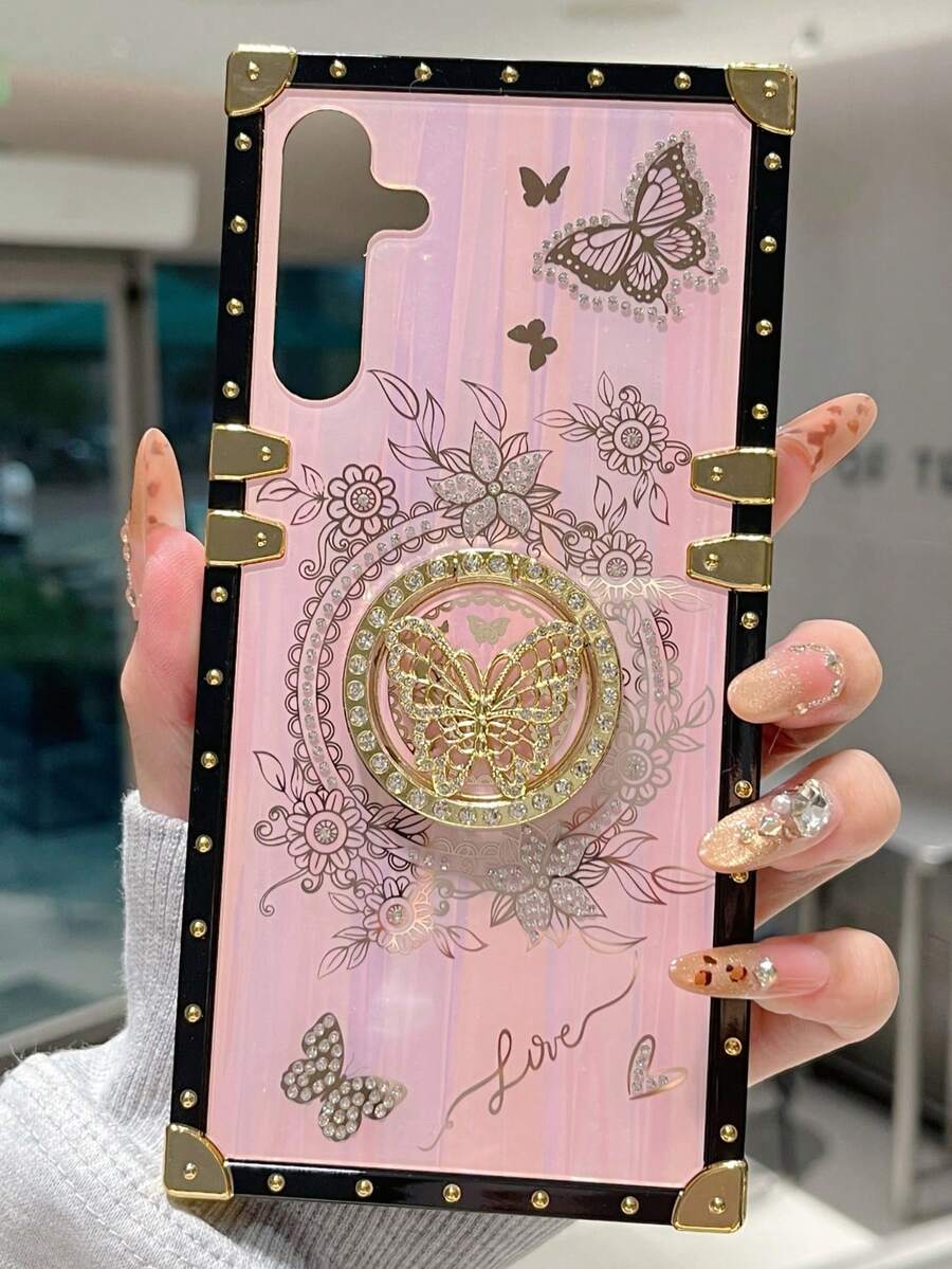 Aurora Bracket Phone Case Compatible With IPhone 11/12/13/14/15 Pro Max, Galaxy S24/S23/S22/S21 Ultra, A13/A14/A22/32/34/52/53/54/72/73/24, Z Flip 6/5/4/3 - Pink - View 1