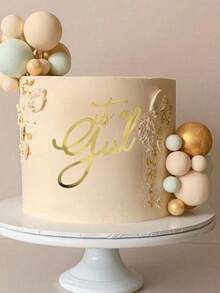 1个/2个亚克力女宝宝出生蛋糕装饰摆件，婴儿派对装饰品，性别揭晓“是女孩”蛋糕装饰，时尚青少年派对和生日派对亚克力蛋糕插牌 - 非常适合甜点桌装饰，蛋糕插牌装饰 - 金色 - 查看 3