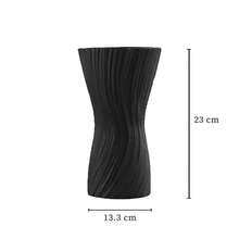 ORIZZONTE Decorative Wavy Design Vase, Sculptural Vase With Wave Texture, Vases For Fresh/Dry Flowers, Ideal For Flowers, Home And Office Decor, Furnishing Objects/Accessories, 13.3 * 13.3 * 23 Cm, 100% Made In Italy - Black - View 5