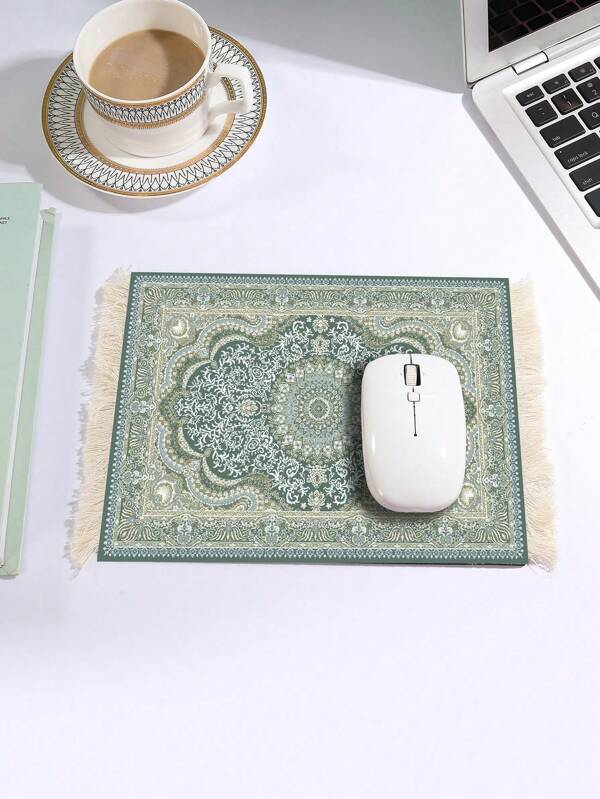 1pc Carpet Pattern Mouse Pad With Tassel, Rubber Mouse Pad, Wrist Rest, Can Be Used As Coaster Or Placemat, Suitable For Office, Home, Design Lovers, Great For Birthday, Housewarming Gift,School Supplies,Back To School