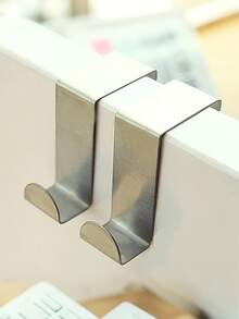2pcs Kitchen Cabinet/Wardrobe Door Hooks, Nail-Free Stainless Steel S-Shaped Hanging Hooks, Dual-Use Coat Hooks - Multicolor - View 5
