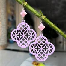 1 par de brincos femininos estilo Lucky Flower Hollow Drop, adequados para uso diário, primavera/verão