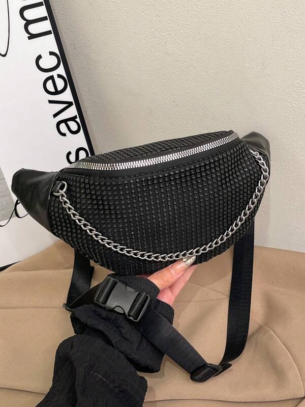 Fashionable Versatile Sparkling Rhinestone Chest/Waist Bag