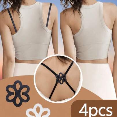 4 ชิ้น/ชุด ตัวล็อคสายเสื้อชั้นในรูปดอกไม้, ตัวล็อคสายเสื้อชั้นในกันลื่นแบบมองไม่เห็น เหมาะสำหรับเดินทาง, กีฬา, กลางแจ้งและโอกาสอื่นๆ, สามารถมอบเป็นของ