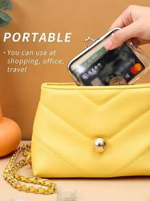 1pc Retro Coin Purse, Women's Short Wallet, Retro Transparent Coin Purse, Portable Mini Cosmetic Bag, Women's Travel Cosmetic Bag, Coin Purse, Exquisite And Easy To Carry, Travel, Home Storage, Travel Essential, Dormitory Supplies, Wedding Bride Gift, Mother's Day Gift, Best Friend Gift, Birthday Gift, Souvenir - Clear - View 3