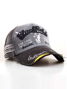 Gorra de béisbol con efecto desgastado, bloqueo de color, bordado 3D de letras y visera ajustable, sombrero versátil de moda para exteriores