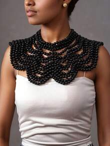 1 件夸张女士围兜项链围巾，多层波西米亚彩色木珠优雅项链，西方珠宝，女士派对配饰 - 彩色 - 查看 11