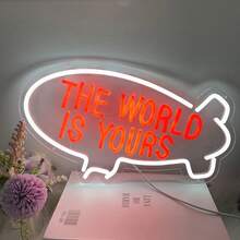 The World Is Yours Neon Wall Decor Dimmable Spaceship LED Neon Sign USB Powered For Bedroom Wedding Neon Sign Valentine's Day Bar Club Decoration Birthday Party Gift - Multi-color light - View 5