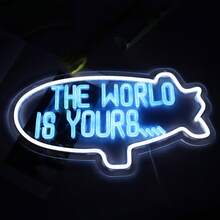The World Is Yours Neon Wall Decor Dimmable Spaceship LED Neon Sign USB Powered For Bedroom Wedding Neon Sign Valentine's Day Bar Club Decoration Birthday Party Gift - Multi-color light - View 7