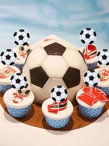 100 件/套足球俱乐部杯主题蛋糕装饰竹签水果串派对装饰品 - 彩色 - 查看 6