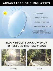 1pc Men's Retro Double Bridge Frame High Quality Luxurious Minimalist Fashion Fashion Glasses, Suitable For Driving, Travel, Casual, Outdoor, Sports, Daily Use - 漸藍框藍片 - 查看 6