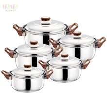 Juego de utensilios de cocina de 5 piezas, juego de utensilios de cocina, juego de utensilios de cocina de acero inoxidable, juego de utensilios de cocina de 5 piezas, olla con tapa, olla para cocinar, olla para cocinar de acero inoxidable, juego de ollas para cocinar de acero inoxidable, olla para guisar, olla para hervir, juego de ollas para sopa de acero inoxidable, accesorios de cocina, con asas, con tapa, resistente y duradero, fácil de limpiar, simple de usar, buena calidad y bajo precio, adecuado para cocina, camping, viajes, restaurante (plata)