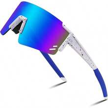 Gafas de sol para niños Lentes de sol de béisbol para jóvenes, UV400 Deportes Teens Ciclismo Gafas para niños Niñas Edad - Montura blanca negra/Espejo azul - Ver 10