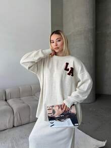 Button Detailed Skirt Set, Solid Color Casual Split Ribbed Button Co-Ord Set For Home Wear - White - View 8