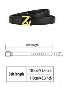 1件女士真皮腰带，配ZV字母合金光滑扣，可搭配牛仔裤，是母亲节、情人节的好礼物。 - 多色 - 查看 2