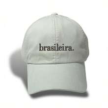 Unisex Dad Hat In 100% Cotton Twill, Brazilian Custom Curved Brim. - 淺米色刺繡黑色 - 查看 1