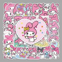 Sanrio 50张可爱三丽鸥旋律兔贴纸，卡通旋律兔图案，适用于剪贴簿、笔记本电脑、手机、行李箱等，防水贴纸，礼品装
