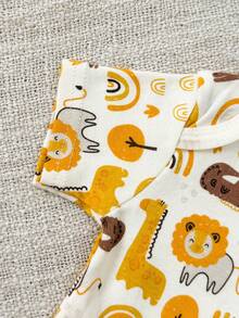 4 PCS Infant Boy Girl 0-12 Months Pure Cotton Casual Short Sleeves Cute Cartoon Baby Bodysuits Four Seasons - Multicolor - View 5