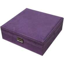 Purple Double Layered Lint Jewelry Box Organizer With Locking System - Purple(Lint) - View 3