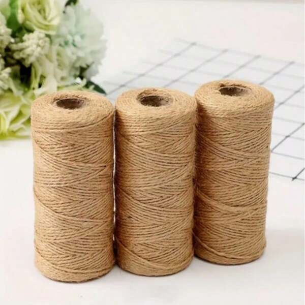 1 Bündel 2mm Rundes Juteseil | 2-strängiges vintage dekoratives handgefertigtes DIY-Verbindungs- und Flechtmaterial | natürliches gelbes Jutematerial | geeignet für Kunsthandwerk, Dekoration, Geschenkverpackung | hochwertiges Juteseil | perfekt für DIY-Projekte, Heimdekoration, selbstgemachte Geschenke für Feiertage | geeignet für verschiedenste handwebende und bindende Anwendungen (zufällige Farbe/Stil wird versandt), Schulbedarf, Schulanfang