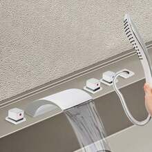 YUNRUX 5 Hole SET Single Lever Mixer Bath Faucet Tap Bathtub Faucet Fitting - Silver - View 2