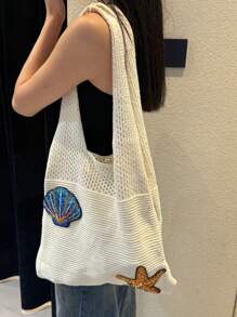 Bolso de mano minimalista suave de punto, nuevo bolso de mano casual versátil de gran capacidad para ir al trabajo para mujeres