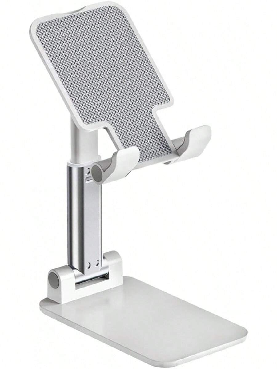Universal Adjustable & Foldable Mobile Holder Tabletop Phone Desk Stand: Multi-Angle, Anti-Slip Mobile Stand Compatible With All Device - White - View 1