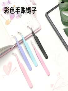 Pinzas con estilo de macarrón de colores, punta recta y curva, de acero inoxidable, adecuadas para hombres, mujeres, estudiantes, pegatinas DIY, scrapbooking