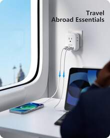 Cargador Europeo Adaptador 4 Tomas CA 2 USB 2 Tipo C Apto para Francia - Tipo J - Suiza, Ruanda, (1 Pieza) - Ver 6