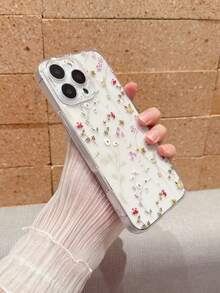 1pc Transparent Soft Edge Soft Silicone Phone Case, Camera Hole Full Coverage Protective Phone Case, UV Painted Colorful Ditsy Floral Pattern, Compatible With IPhone 11 12 13 14 15 16 Pro 16 Pro Max/17/17 Pro/17 Pro Max/17 Air, S25 Ultra S24 S23 FE A56 A55 A36 A16 A06 A07, Redmi 13C 14C 15C A3 A5