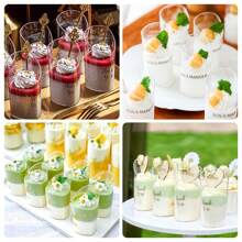 50 Stück/Set 59ml Mini Dessertbehälter, Mini Pudding Becher, Sommer Dessert Behälter, Eiscreme Becher, Mousse Kuchen Behälter, geeignet für Muttertag, Geburtstags Party, Einschulung, Abschlussfeier, Hochzeit, Singles Party, Halloween, Weihnachten und andere Feiertage