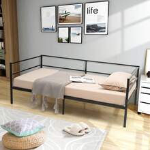 Lifezeal Metal Twin Daybed With Headboard Black - Black - View 6