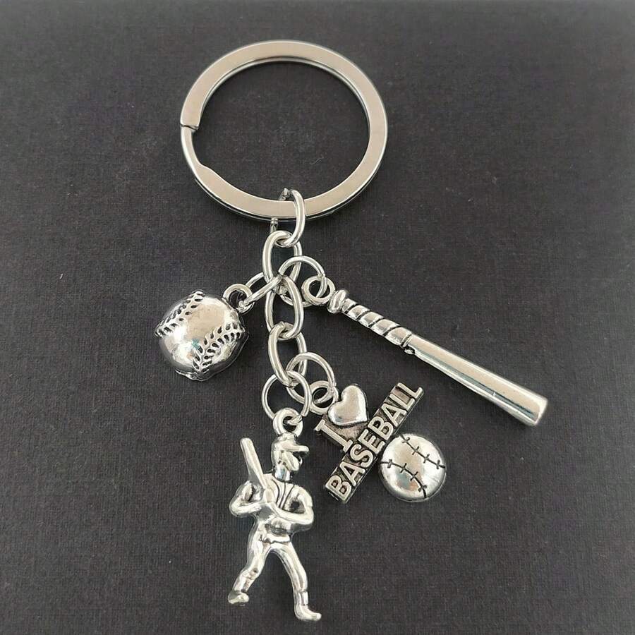 1 件男士创意锌合金棒球手套钥匙扣，棒球迷的完美礼物，优雅的钥匙圈和包包饰品学校汽车配件可爱哥特 Y2k - 銀色新-2 - 查看 1
