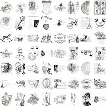 58pcs Vintage Clipart Graffiti Stickers, PET Waterproof Stickers For Water Bottle, Laptop, Scrapbook, Skateboards Stickers Pack,School Supplies,Back To School - Multicolor - View 13