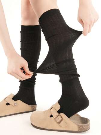 1 双/3 双女士薄款竖条纹及膝袜，透气百搭，夏季